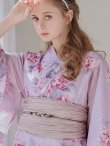 画像5: 【浴衣セール！】【即日発送】ピンクストライプ地x紫陽花浴衣  【浴衣３点セット 浴衣/帯/下駄】[YMT] (5)