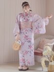 画像11: 【浴衣セール！】【即日発送】ピンクストライプ地x紫陽花浴衣  【浴衣３点セット 浴衣/帯/下駄】OBI-siwa-202-ok-1-BE / HIMO-900-yn-7-MOC / YA-1079-kj-4-W / HEKO-800-sb-3-BR / GETA-02-ok-5-P [YMT] (11)