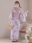 画像4: 【浴衣セール！】【即日発送】ピンクストライプ地x紫陽花浴衣  【浴衣３点セット 浴衣/帯/下駄】OBI-siwa-202-ok-1-BE / HIMO-900-yn-7-MOC / YA-1079-kj-4-W / HEKO-800-sb-3-BR / GETA-02-ok-5-P [YMT] (4)