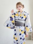画像11: 【即日発送】【浴衣】イエローとブルーのニュアンス花柄浴衣【YMT】 (11)