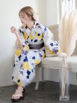 画像12: 【即日発送】【浴衣】イエローとブルーのニュアンス花柄浴衣【YMT】 (12)