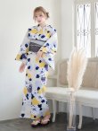 画像14: 【即日発送】【浴衣】イエローとブルーのニュアンス花柄浴衣【YMT】 (14)