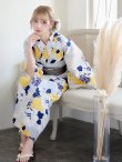 画像16: 【即日発送】【浴衣】イエローとブルーのニュアンス花柄浴衣【YMT】 (16)