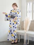 画像4: 【即日発送】【浴衣】イエローとブルーのニュアンス花柄浴衣【YMT】 (4)