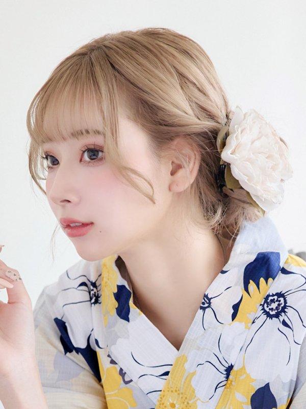 画像6: 【即日発送】【浴衣】イエローとブルーのニュアンス花柄浴衣【YMT】 (6)