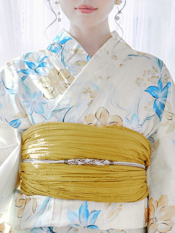 画像5: 【即日発送】ブルーとイエローのニュアンス水仙浴衣【浴衣３点セット 浴衣/帯/下駄】[YMT] (5)