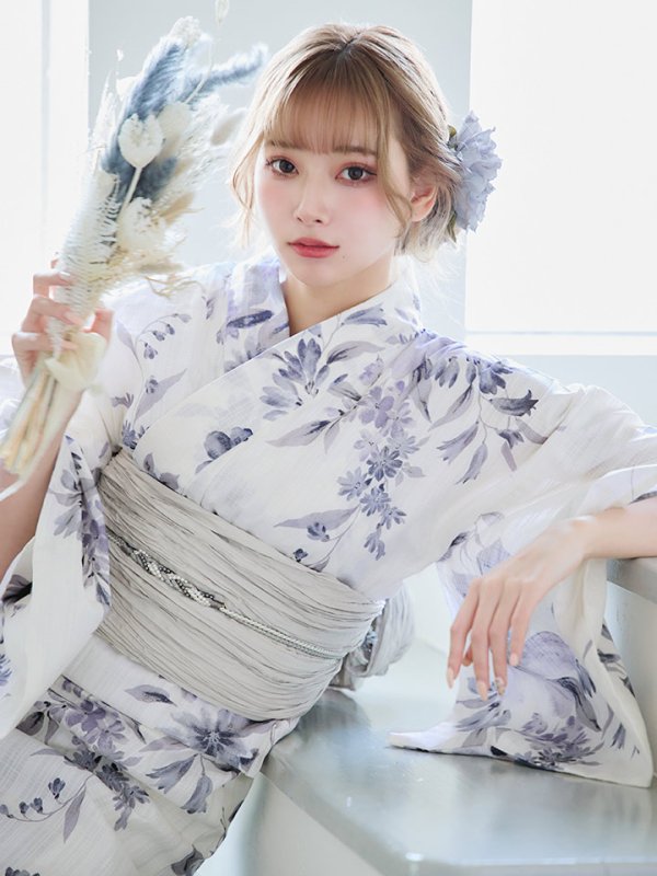 画像10: 【即日発送！】可憐なニュアンスパープル鈴蘭浴衣  【浴衣３点セット 浴衣/帯/下駄】[YMT] (10)