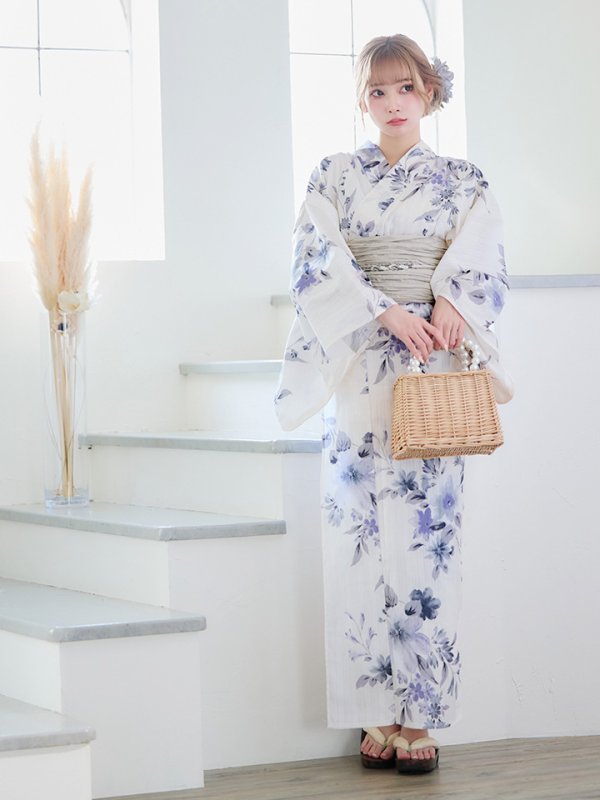 画像13: 【即日発送！】可憐なニュアンスパープル鈴蘭浴衣  【浴衣３点セット 浴衣/帯/下駄】[YMT] (13)