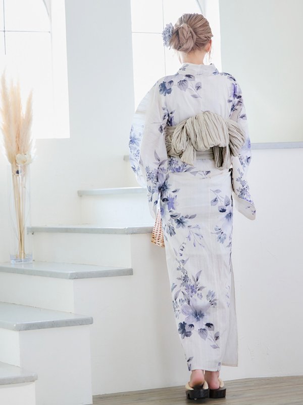 画像8: 【即日発送！】可憐なニュアンスパープル鈴蘭浴衣  【浴衣３点セット 浴衣/帯/下駄】[YMT] (8)