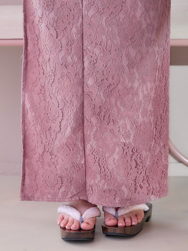 画像7: 【即日発送】ダスティピンクのレース浴衣  【浴衣３点セット 浴衣/帯/下駄】[YMT] (7)