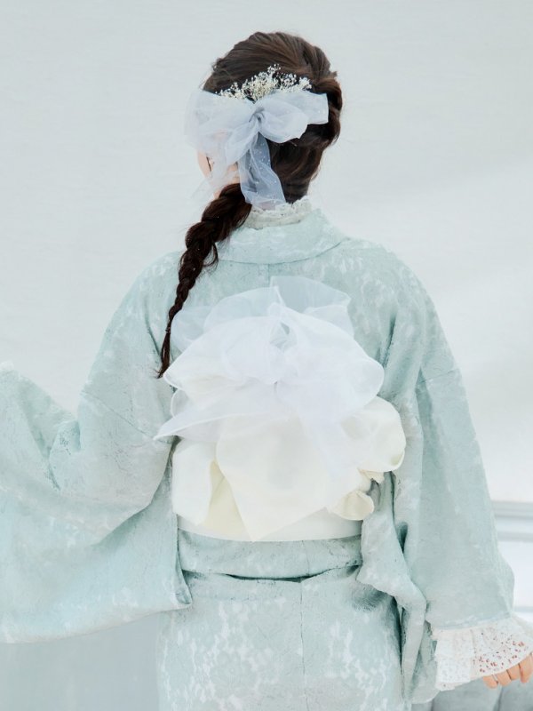 画像8: 【即日発送】ダスティーミントのレース浴衣  【浴衣３点セット 浴衣/帯/下駄】[YMT] (8)