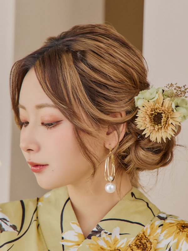 画像16: 【即日発送】くすみイエローマーガレット浴衣  【浴衣３点セット 浴衣/帯/下駄】[YMT] (16)