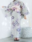 画像4: 【即日発送】くすみカラー朝顔浴衣 【浴衣3点セット 浴衣/帯/下駄】 [FB02] (4)