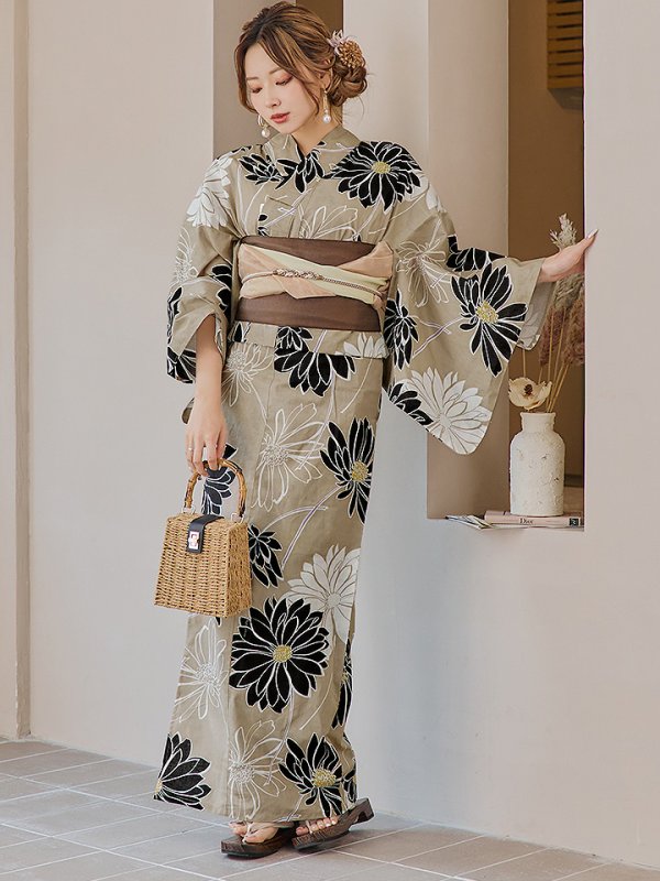 画像17: 【即日発送】レトロモダンマーガレット浴衣  【浴衣３点セット 浴衣/帯/下駄】[YMT] (17)