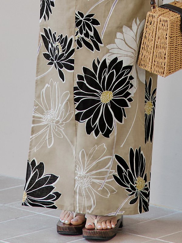 画像21: 【即日発送】レトロモダンマーガレット浴衣  【浴衣３点セット 浴衣/帯/下駄】[YMT] (21)