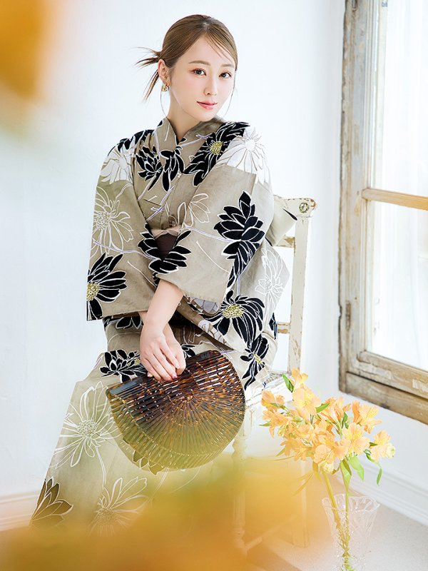 画像8: 【即日発送】レトロモダンマーガレット浴衣  【浴衣３点セット 浴衣/帯/下駄】[YMT] (8)