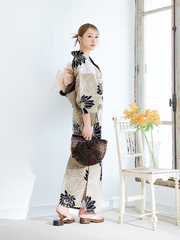 画像9: 【即日発送】レトロモダンマーガレット浴衣  【浴衣３点セット 浴衣/帯/下駄】[YMT] (9)