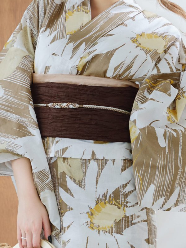 画像20: 【浴衣セール！】【即日発送】大人グリーンベージュフラワー浴衣  【浴衣３点セット 浴衣/帯/下駄】[YMT] (20)