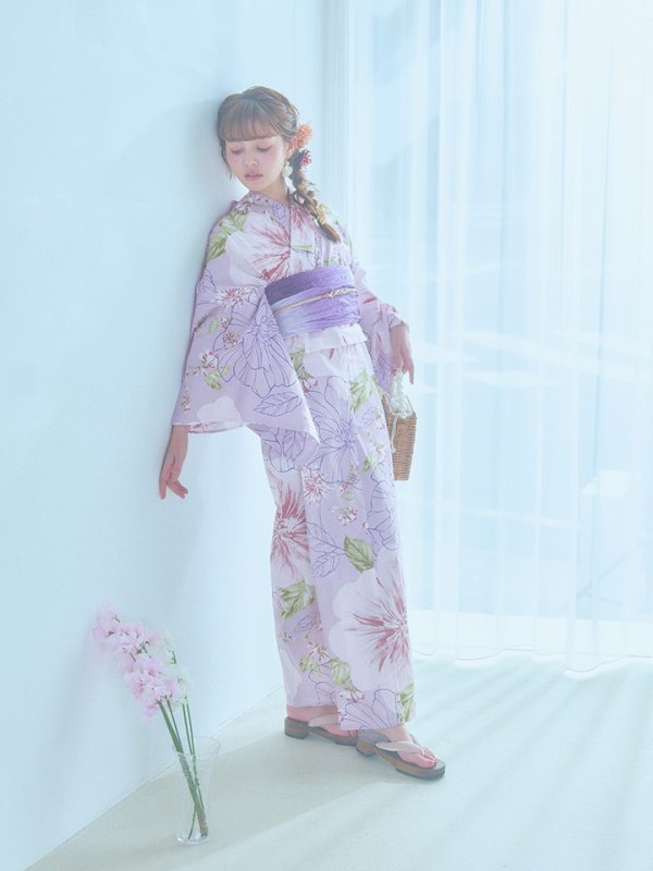 画像15: 【即日発送】ニュアンス朝顔ピンク浴衣  【浴衣３点セット 浴衣/帯/下駄】[YMT] (15)