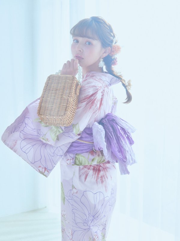 画像3: 【即日発送】ニュアンス朝顔ピンク浴衣  【浴衣３点セット 浴衣/帯/下駄】[YMT] (3)