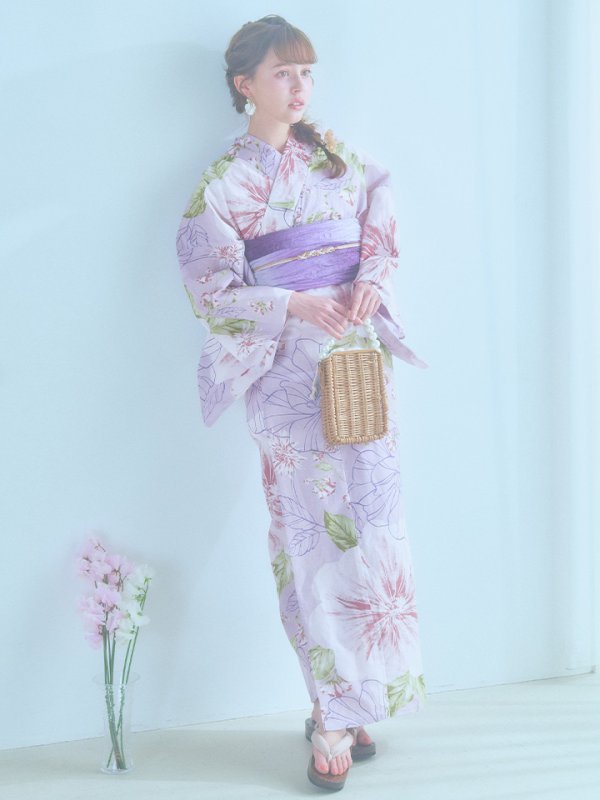 画像4: 【即日発送】ニュアンス朝顔ピンク浴衣  【浴衣３点セット 浴衣/帯/下駄】[YMT] (4)