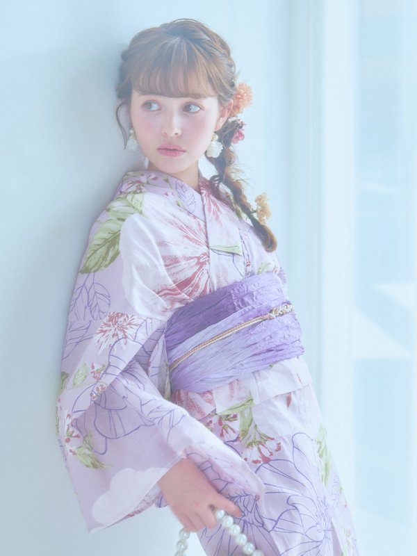 画像7: 【即日発送】ニュアンス朝顔ピンク浴衣  【浴衣３点セット 浴衣/帯/下駄】[YMT] (7)