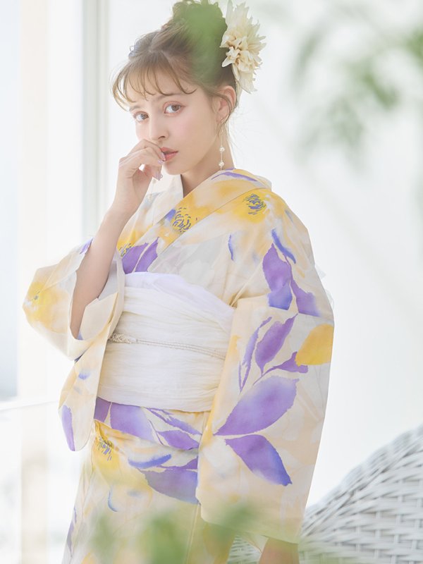 画像12: 【即日発送】鮮やか×大柄フラワー浴衣  【浴衣３点セット 浴衣/帯/下駄】[YMT] (12)