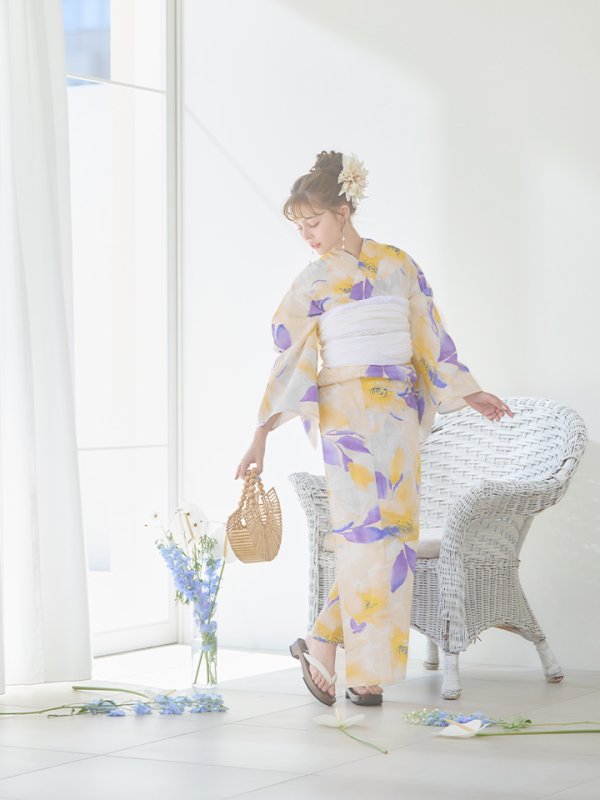 画像5: 【即日発送】鮮やか×大柄フラワー浴衣  【浴衣３点セット 浴衣/帯/下駄】[YMT] (5)