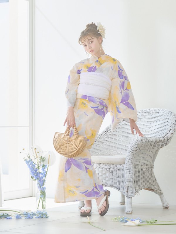 画像6: 【即日発送】鮮やか×大柄フラワー浴衣  【浴衣３点セット 浴衣/帯/下駄】[YMT] (6)