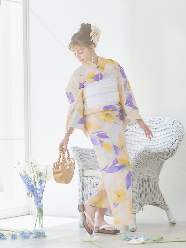 画像7: 【即日発送】鮮やか×大柄フラワー浴衣  【浴衣３点セット 浴衣/帯/下駄】[YMT] (7)