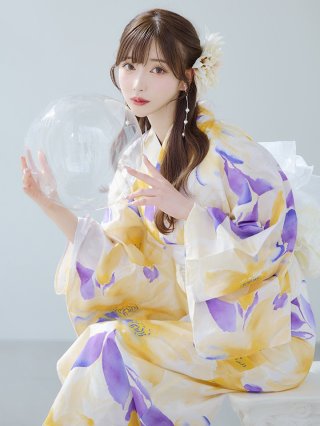 即日発送】【浴衣セール！】大柄アイシーミントフラワー浴衣 【浴衣3