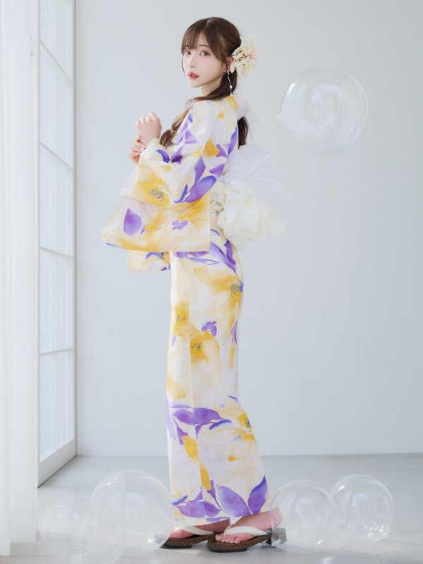 画像11: 【即日発送】鮮やか×大柄フラワー浴衣  【浴衣３点セット 浴衣/帯/下駄】[YMT] (11)