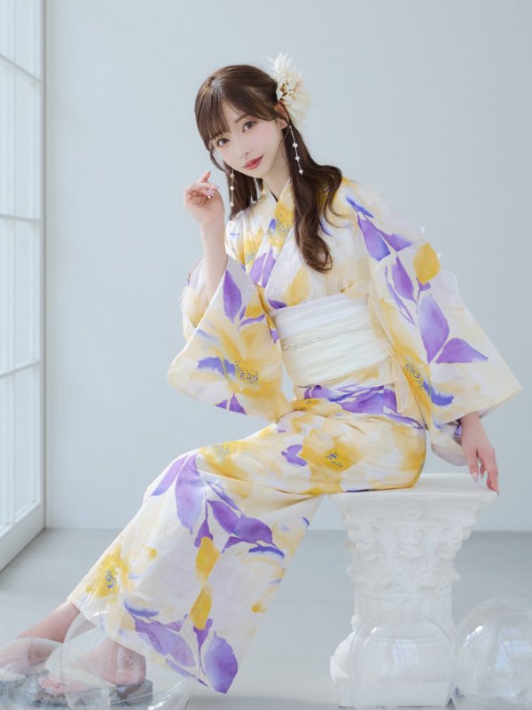 画像13: 【即日発送】鮮やか×大柄フラワー浴衣  【浴衣３点セット 浴衣/帯/下駄】[YMT] (13)