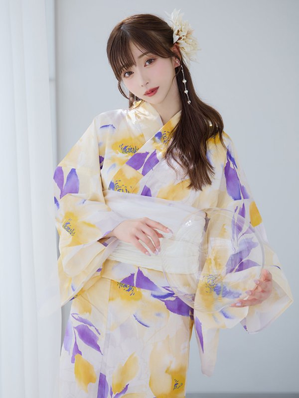 画像5: 【即日発送】鮮やか×大柄フラワー浴衣  【浴衣３点セット 浴衣/帯/下駄】[YMT] (5)