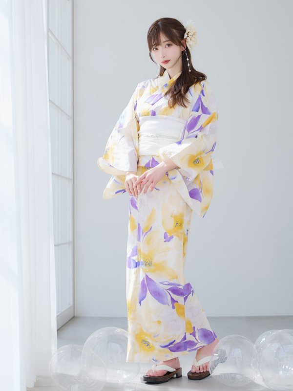 画像6: 【即日発送】鮮やか×大柄フラワー浴衣  【浴衣３点セット 浴衣/帯/下駄】[YMT] (6)