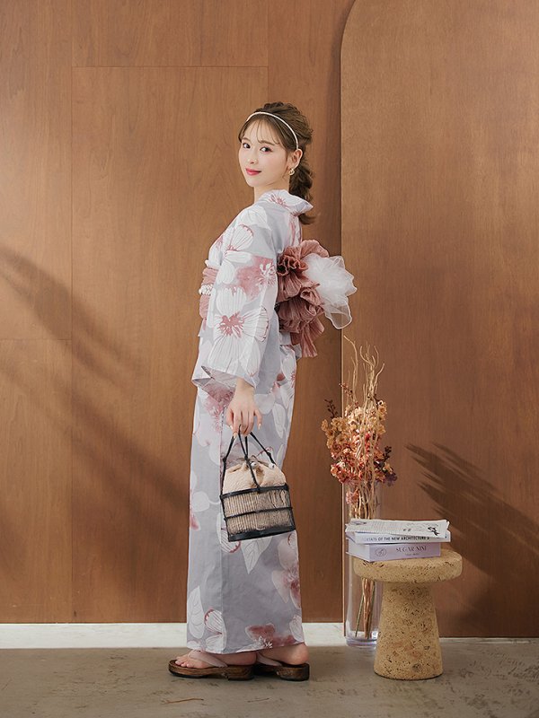 画像10: 【即日発送】シック大人フラワー浴衣  【浴衣３点セット 浴衣/帯/下駄】[YMT] (10)