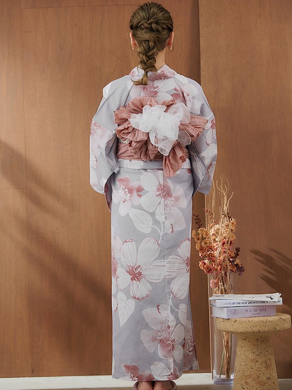 画像15: 【即日発送】シック大人フラワー浴衣  【浴衣３点セット 浴衣/帯/下駄】[YMT] (15)
