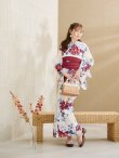 画像6: 【即日発送】ホワイト×レッド牡丹浴衣  【浴衣３点セット 浴衣/帯/下駄】OBI-siwa-202-ok-10-R / HIMO-902-kj-5-RosePK / HEKO-800-sb-5-W / YA-72-kn-R / GETA-02-ok-7-R[YMT] (6)