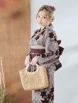 画像3: 【即日発送】ブラウンパープルリリー浴衣  【浴衣３点セット 浴衣/帯/下駄】[YMT] (3)