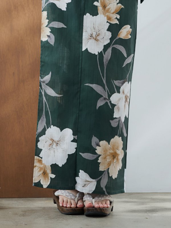 画像20: 【即日発送】ディープグリーン×イエローフラワー浴衣  【浴衣３点セット 浴衣/帯/下駄】[YMT] (20)