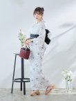 画像10: 【即日発送】ホワイト×線画フラワー浴衣  【浴衣３点セット 浴衣/帯/下駄】[YMT] (10)