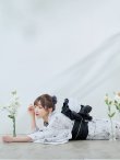 画像11: 【即日発送】ホワイト×線画フラワー浴衣  【浴衣３点セット 浴衣/帯/下駄】[YMT] (11)