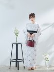 画像5: 【即日発送】ホワイト×線画フラワー浴衣  【浴衣３点セット 浴衣/帯/下駄】[YMT] (5)