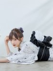 画像6: 【即日発送】ホワイト×線画フラワー浴衣  【浴衣３点セット 浴衣/帯/下駄】[YMT] (6)
