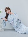 画像1: 【即日発送！】クラシカルローズブルー浴衣  【浴衣３点セット 浴衣/帯/下駄】[YMT] (1)