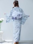 画像14: 【即日発送！】クラシカルローズブルー浴衣  【浴衣３点セット 浴衣/帯/下駄】[YMT] (14)