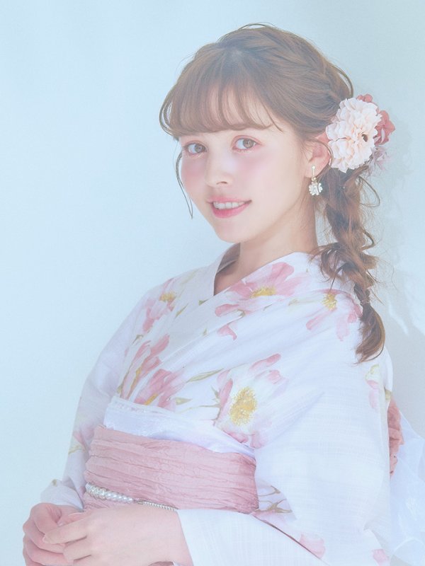 画像13: 【即日発送】水彩ピンクフラワー浴衣  【浴衣３点セット 浴衣/帯/下駄】[YMT] (13)