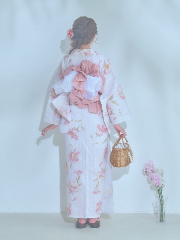 画像20: 【即日発送】水彩ピンクフラワー浴衣  【浴衣３点セット 浴衣/帯/下駄】[YMT] (20)