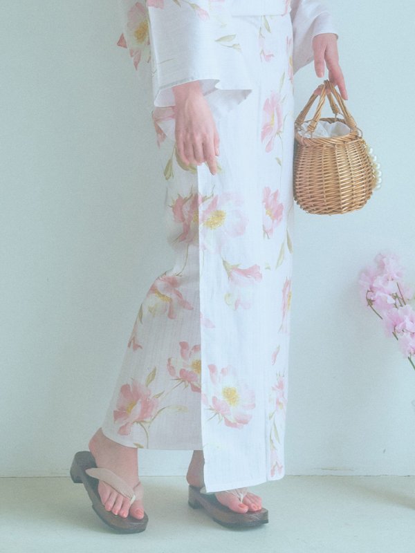 画像22: 【即日発送】水彩ピンクフラワー浴衣  【浴衣３点セット 浴衣/帯/下駄】[YMT] (22)