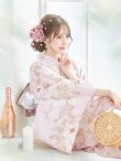 画像16: 【即日発送】ピンクベージュ×ホワイトローズ浴衣  【浴衣３点セット 浴衣/帯/下駄】[YMT] (16)